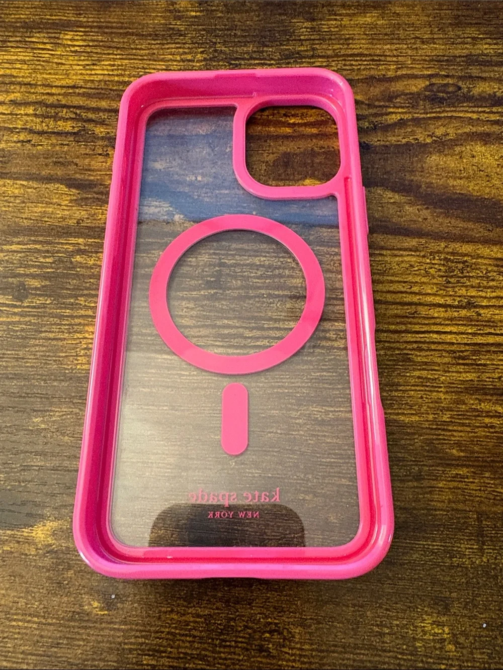 kate spade Clear iPhone Case with Bright Pink Bumper and MagSafe Ring